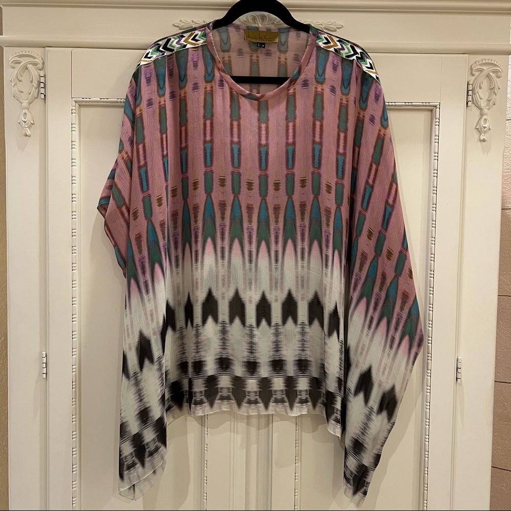 Nicole Miller Silk Printed Tunic-Style Blouse